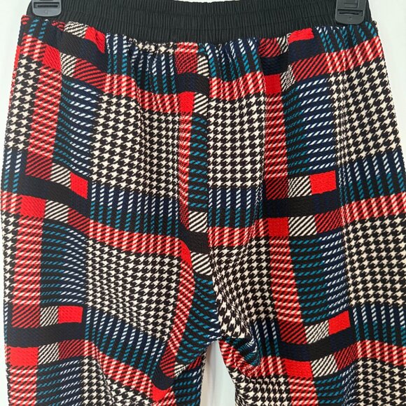 Plaid Jogger Pants with Zipper Pockets | Red Black & Cream | Cozy Chic Sz S/M - Picture 5 of 10